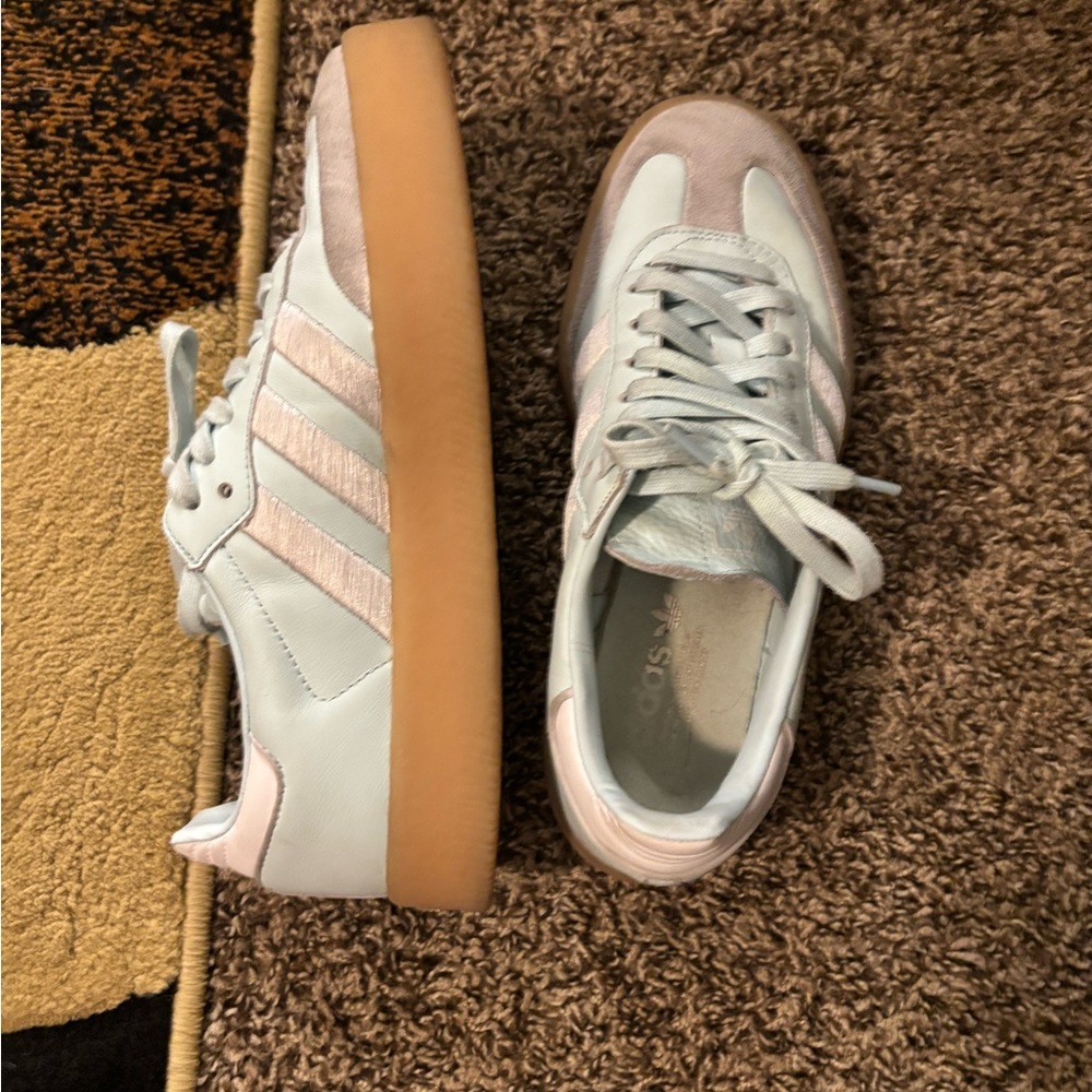 Adidas Women's Light Blue Gum Sole Sambas